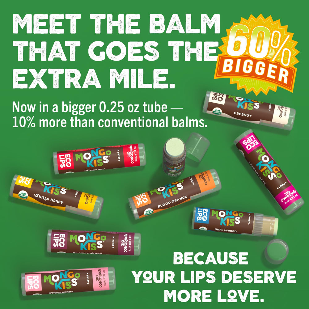 Eco Lips Mongo Kiss packaging highlights post-consumer recycled material