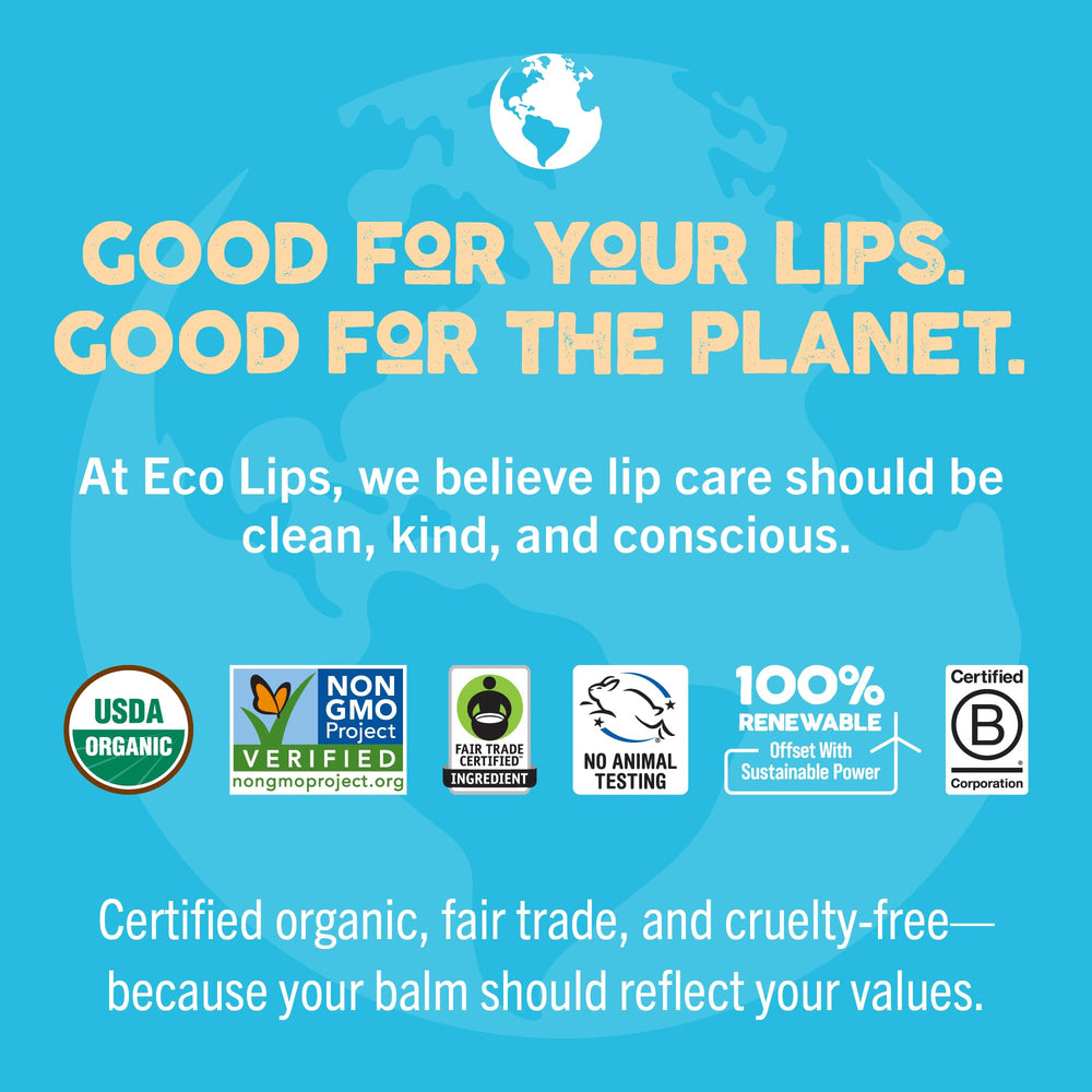 Eco Lips Mongo Kiss recyclable tube underscores sustainable packaging choices.