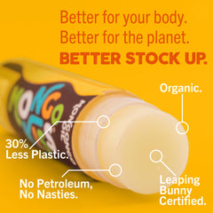 Eco Lips Mongo Kiss set packaging box showcases a giftable, eco-friendly lip balm gift