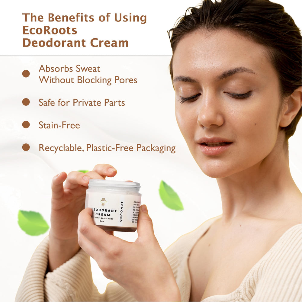 Eco Roots underarm application scene demonstrates quick absorption