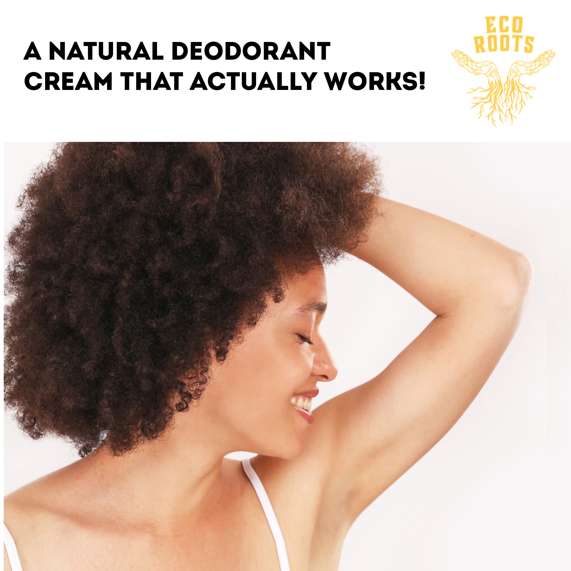 ECO ROOTS arrowroot coconut oil shea close-up shows gentle, skin-nourishing blend.
