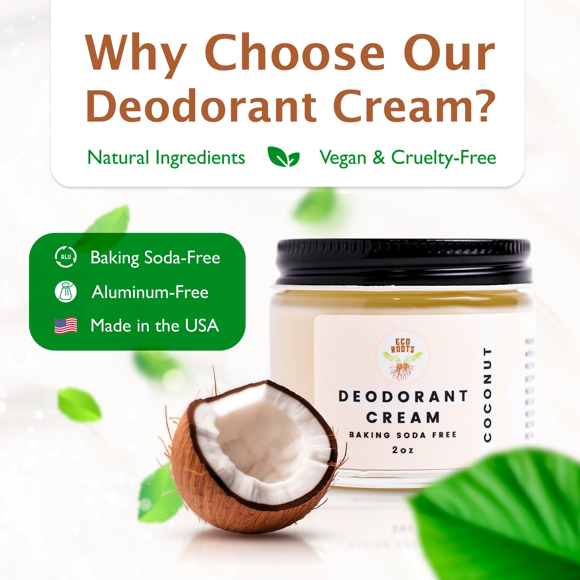 Eco Roots deodorant cream texture closeup highlights smooth application