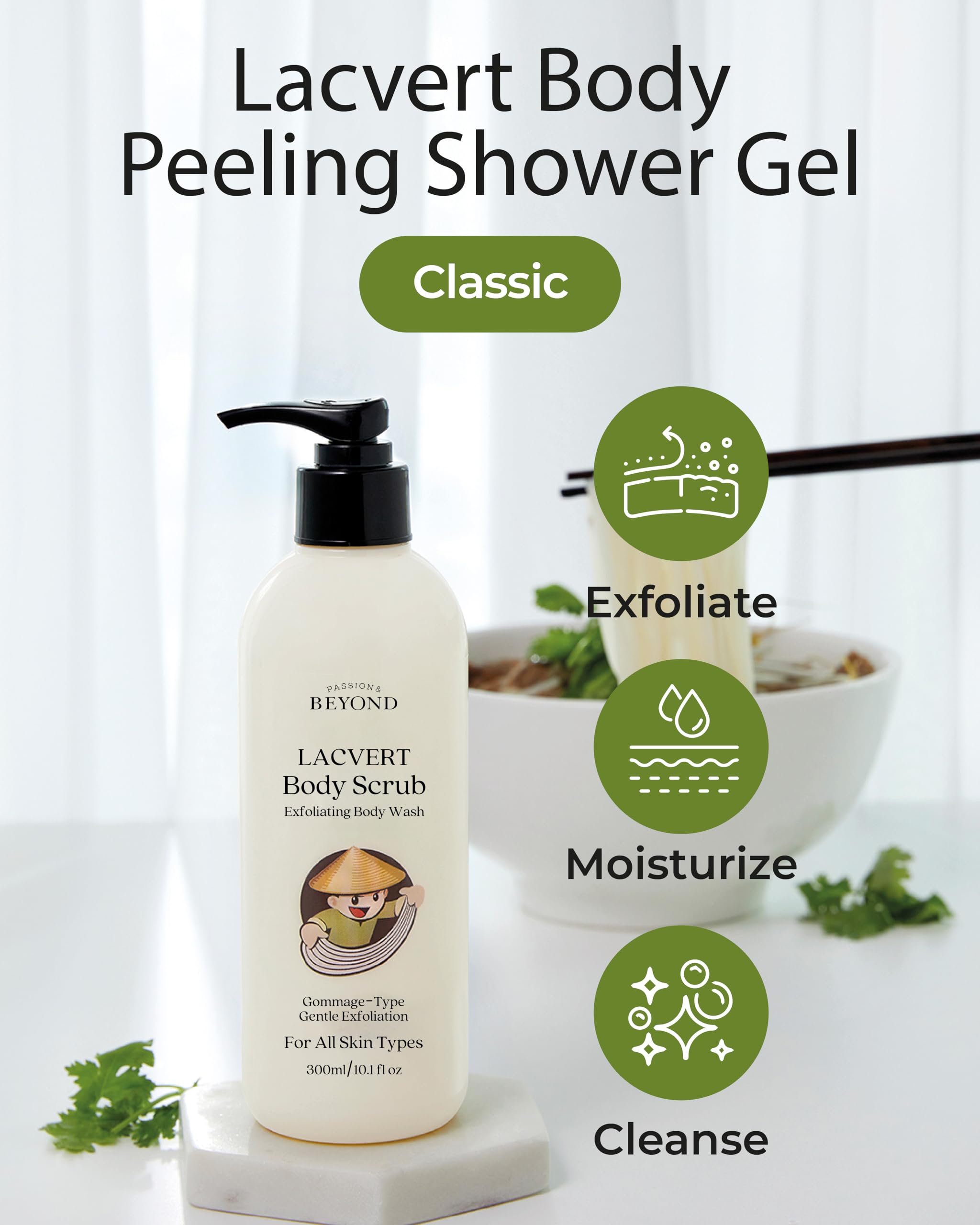 BEYOND Lacvert Body Scrub Original pour action promotes even coverage