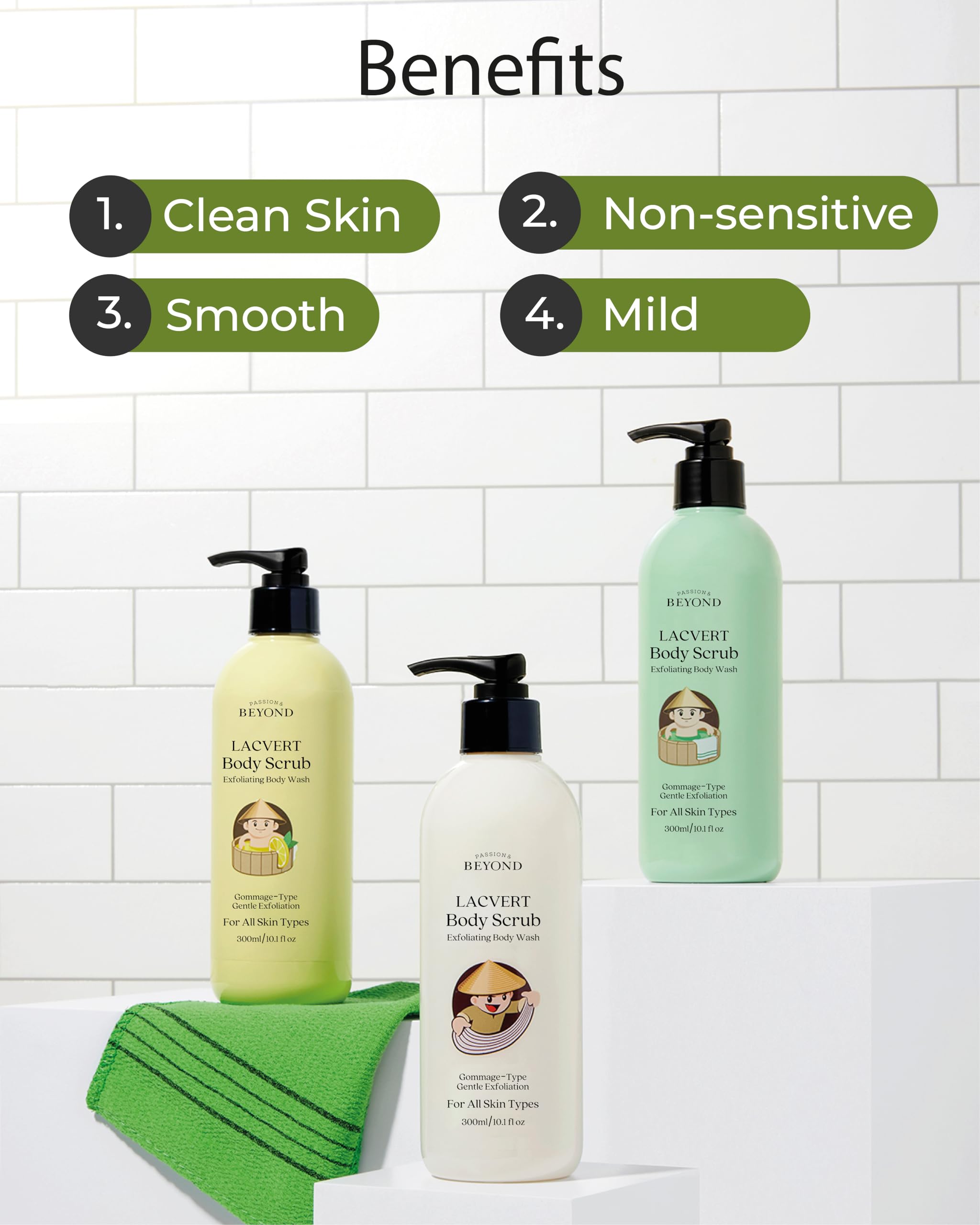 BEYOND Lacvert Body Scrub Original variant showcase with three scents