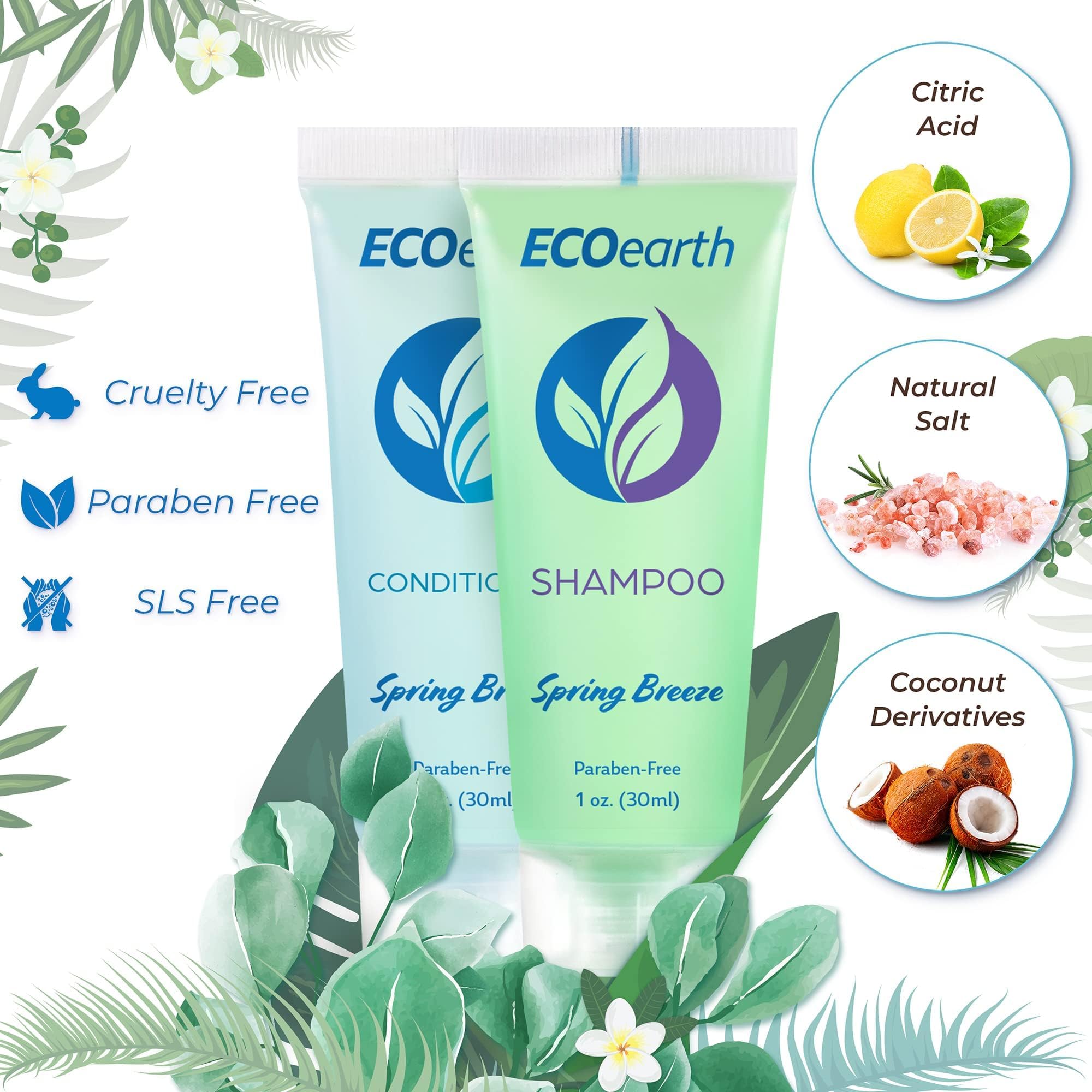 EcoEarth travel conditioner 1oz bottle for hotels — compact guest amenities.