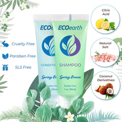 EcoEarth travel conditioner 1oz bottle for hotels — compact guest amenities.