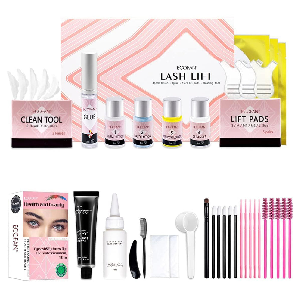 ECOFAN Lash Lift Black Kit front packaging for salon-grade at-home results.