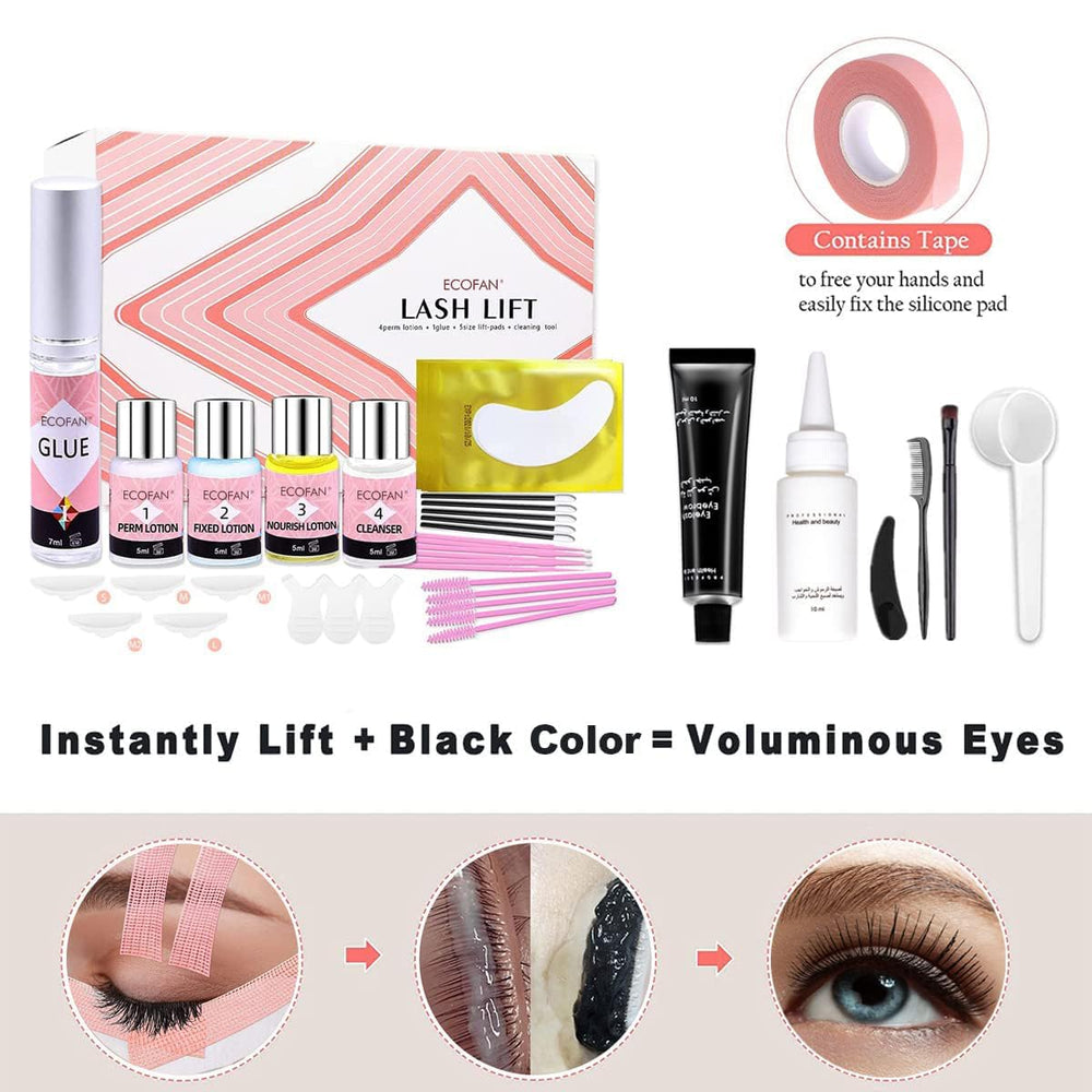 ECOFAN Lash Lift Black Kit lift-pads close-up adapts to various eye shapes.