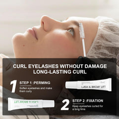 ECOFAN Lash Lift Kit fix-step demonstrates lifting the lashes with lasting effect.