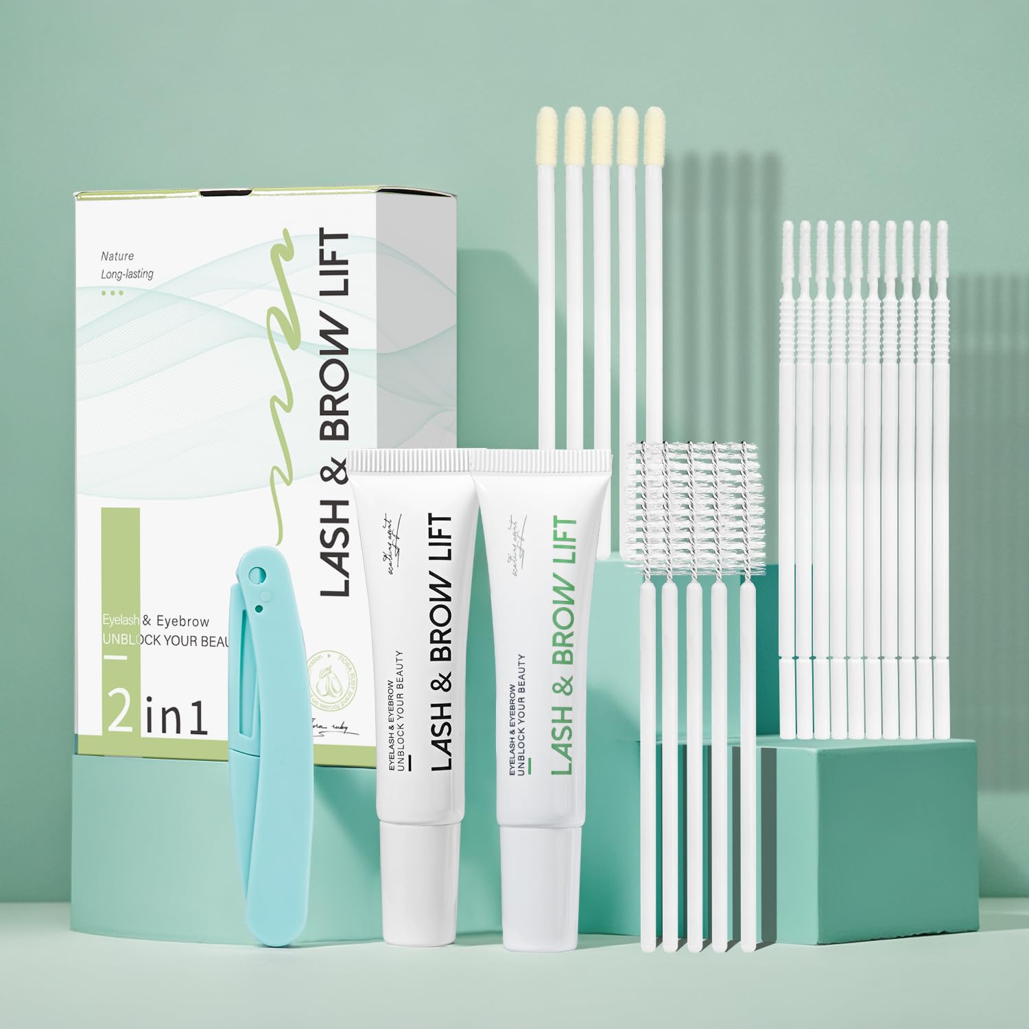 ECOFAN Lash Lift Kit perm-step shows at-home perm for natural curl.