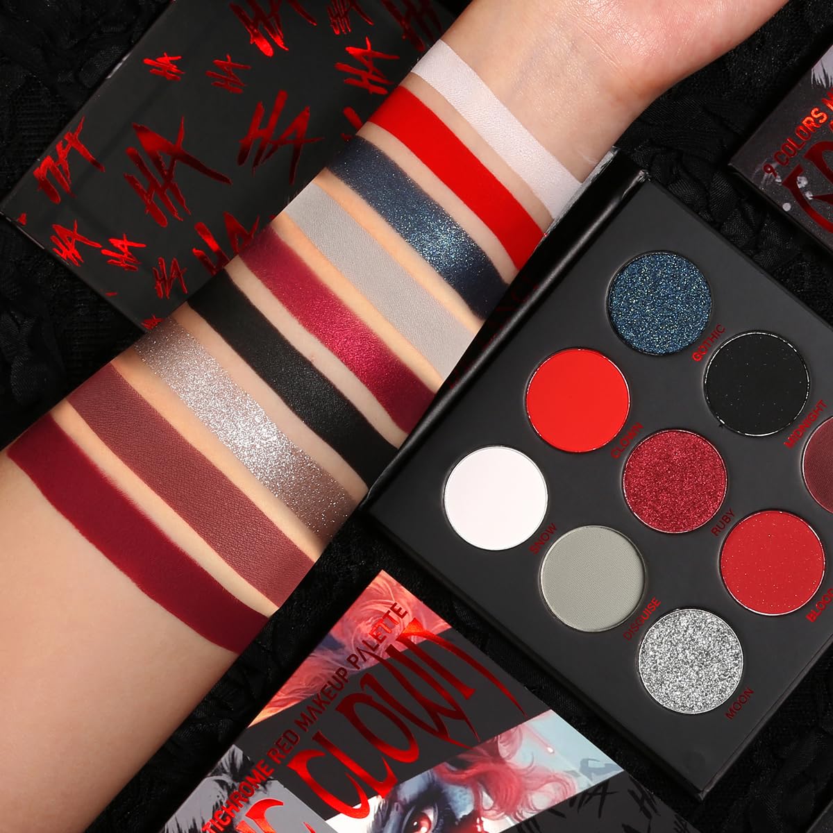 ecoFavor Red Goth Eyeshadow Palette packaging shows compact travel-friendly case