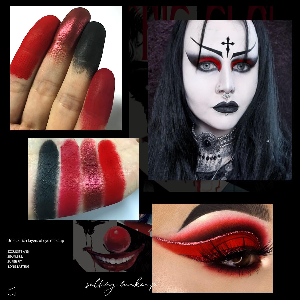 ecoFavor Red Goth Eyeshadow Palette swatches reveal rich red pigmentation