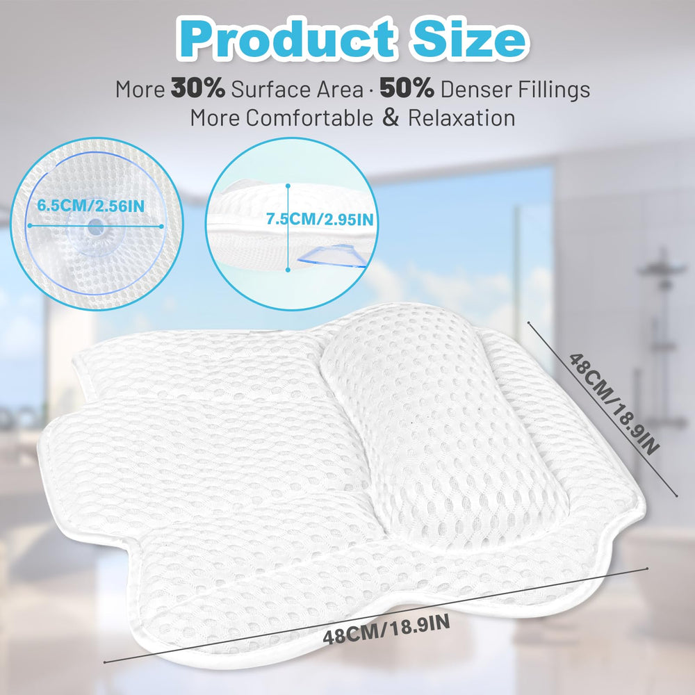 EcoHLL bath pillow ergonomic design supports full upper-body relaxation.