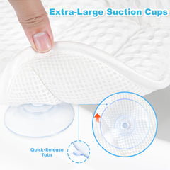 EcoHLL bath pillow with suction cups stays secure on tub surfaces.