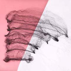 Ecojunmi invisible hair net 30inch black closeup shows fine mesh and secure fit.