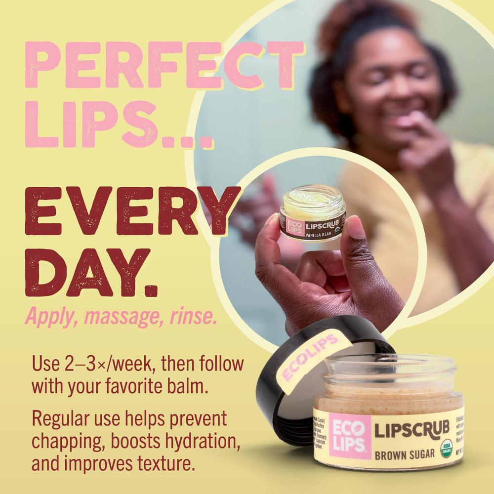Eco Lips Lip Sugar Scrub jar front shows clean organic packaging for dry lips