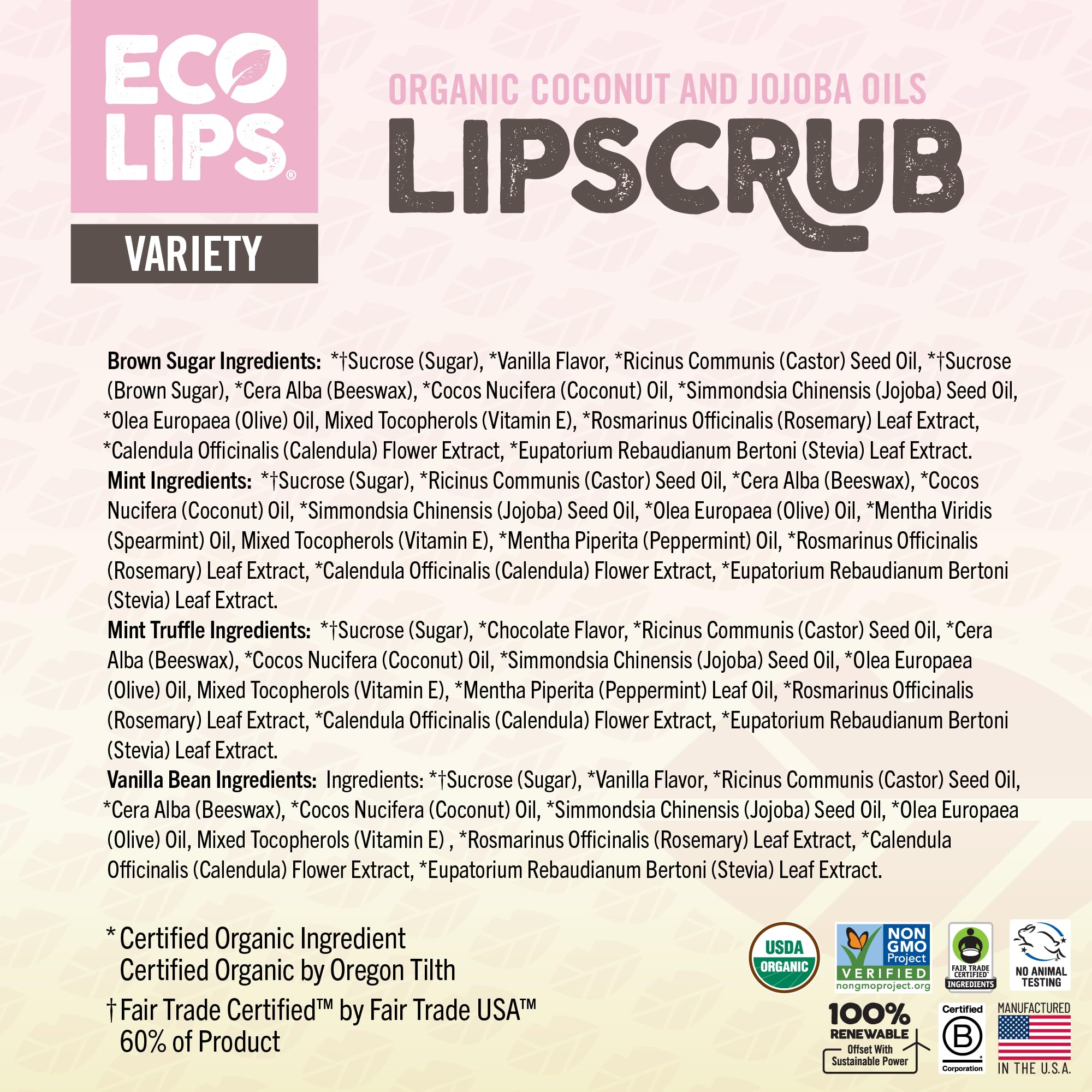 Eco Lips Lip Sugar Scrub four jars packaged together in a gift-ready display