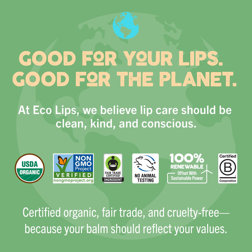 Eco Lips organic beeswax and cocoa butter texture close-up for smooth lips.