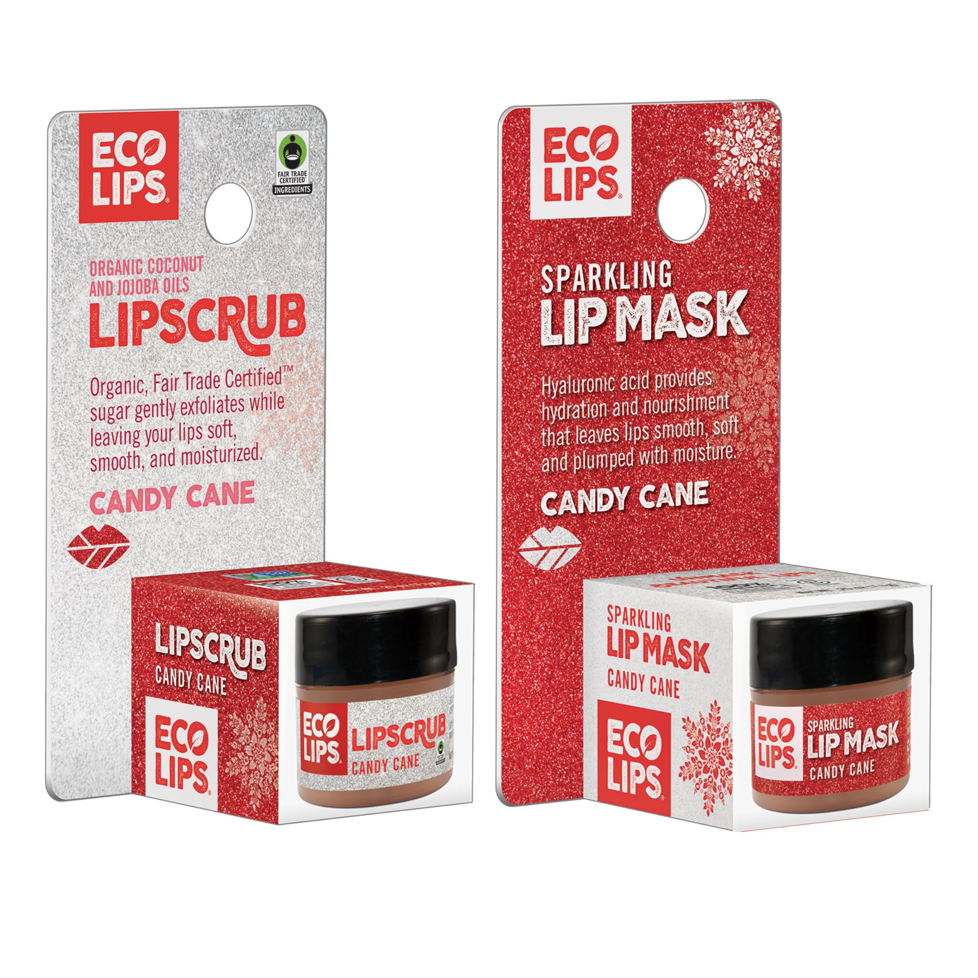 Eco Lips vanilla mint candy cane lip mask applied for hydration and glow.