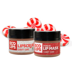 Eco Lips vanilla mint candy cane lip scrub close-up showing exfoliating beads for gentle lip care.