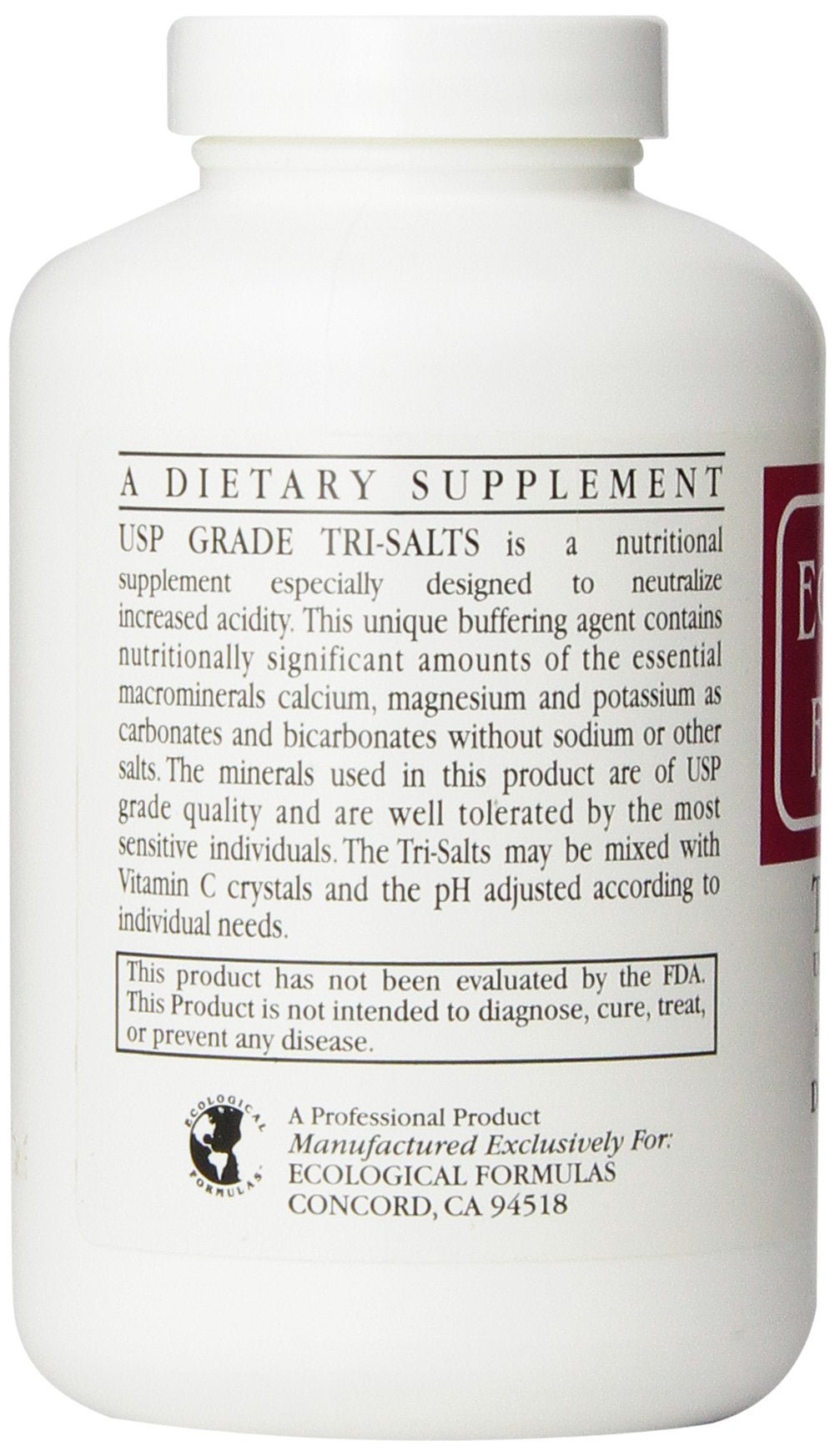 Ecological Formulas Tri-Salts packaging shows convenient 200g supply for home use