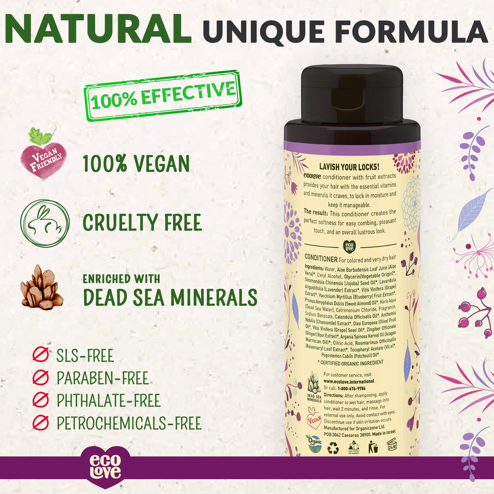 ecolove conditioner lavender dispense highlights calming scent for daily hair care.