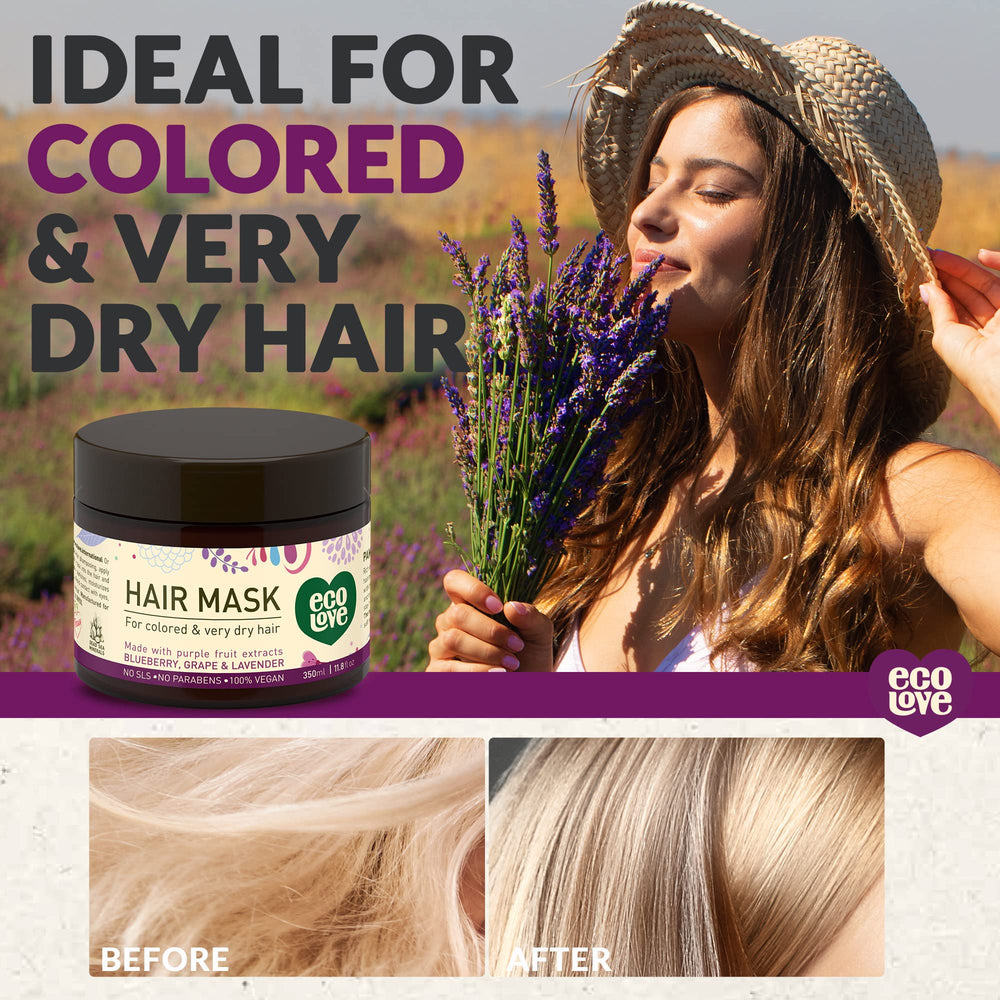 ecoLove lavender packaging emphasizing vegan, organic formulation.