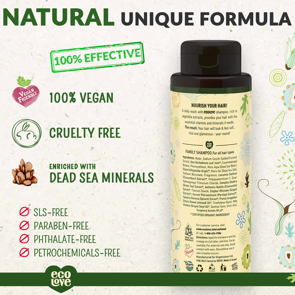 EcoLove ingredients close-up featuring cucumber, spinach, parsley for nourishing cleanse.