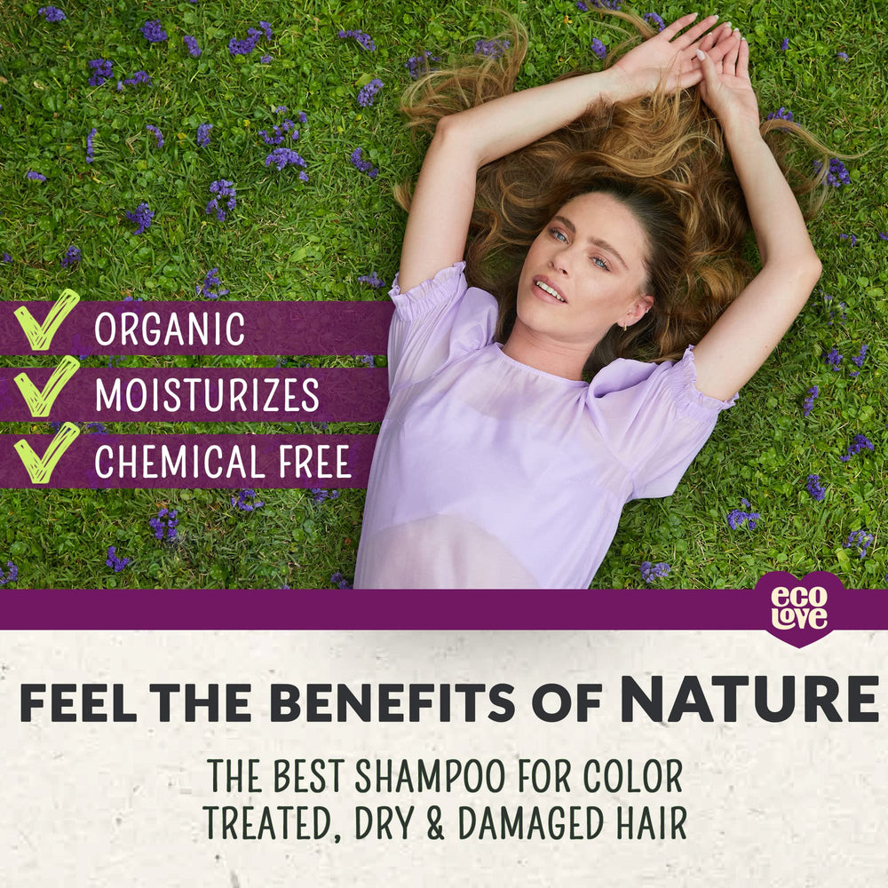 ecoLove Organic blueberry grape extracts close-up emphasizes color protection and nourishing ingredients.