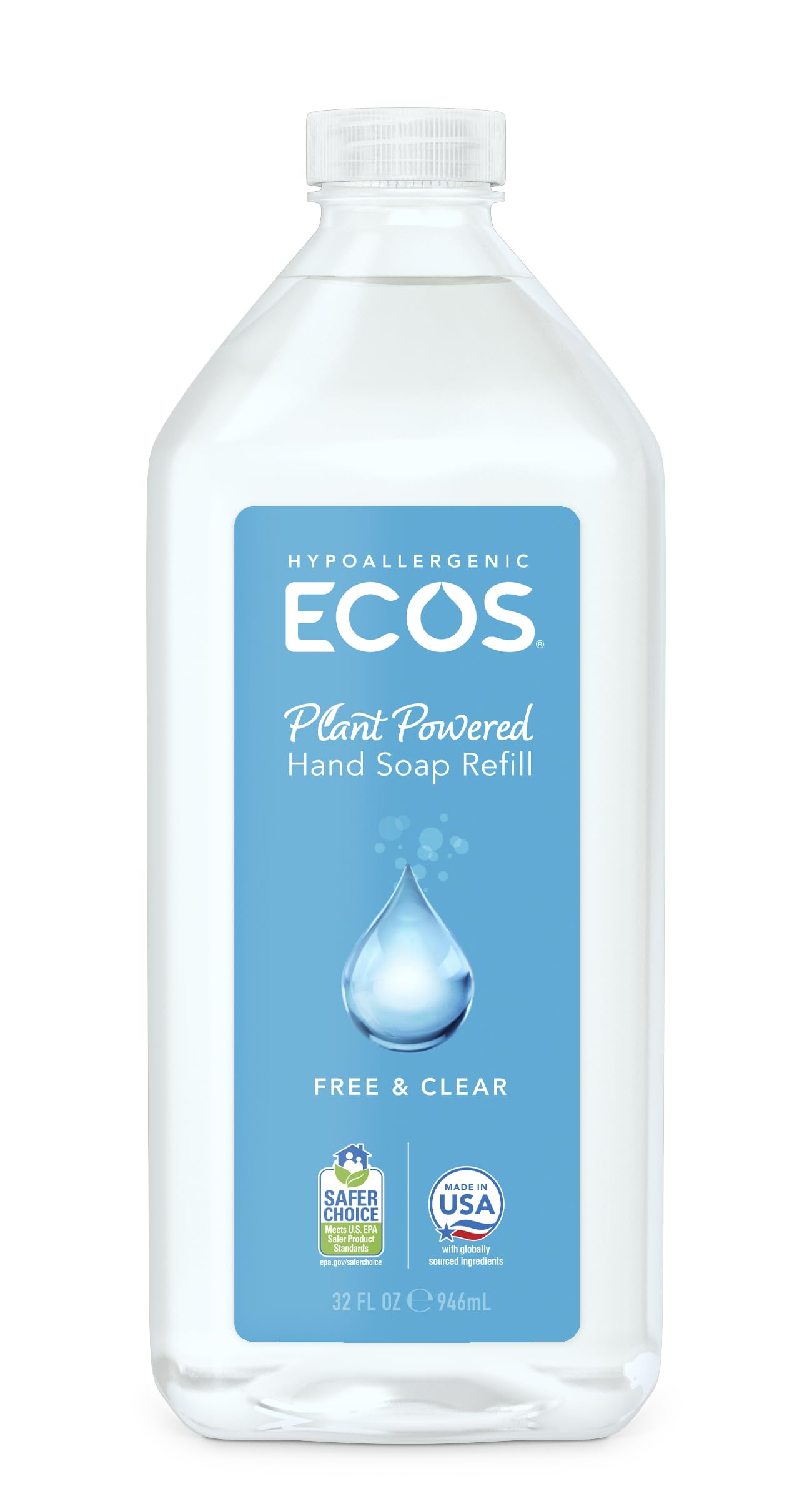 ECOS hand soap Free N Clear refill bottle for eco-friendly waste reduction during daily use