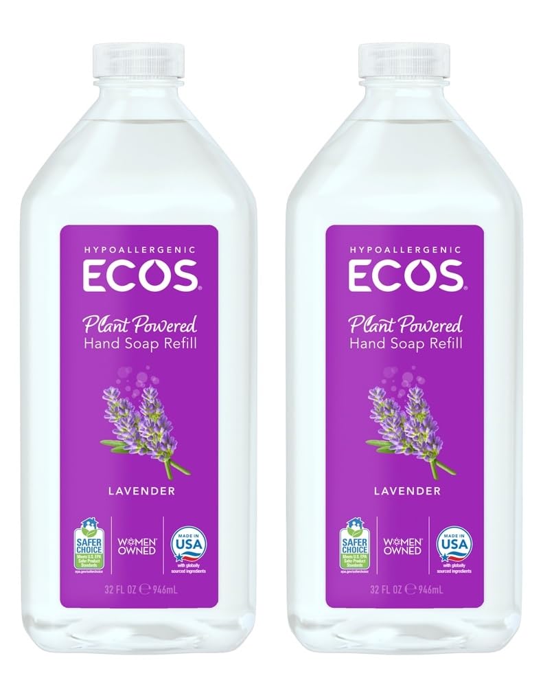 ECOS Lavender Hand Soap Refill pack-front shows eco-friendly packaging for planet-conscious routine