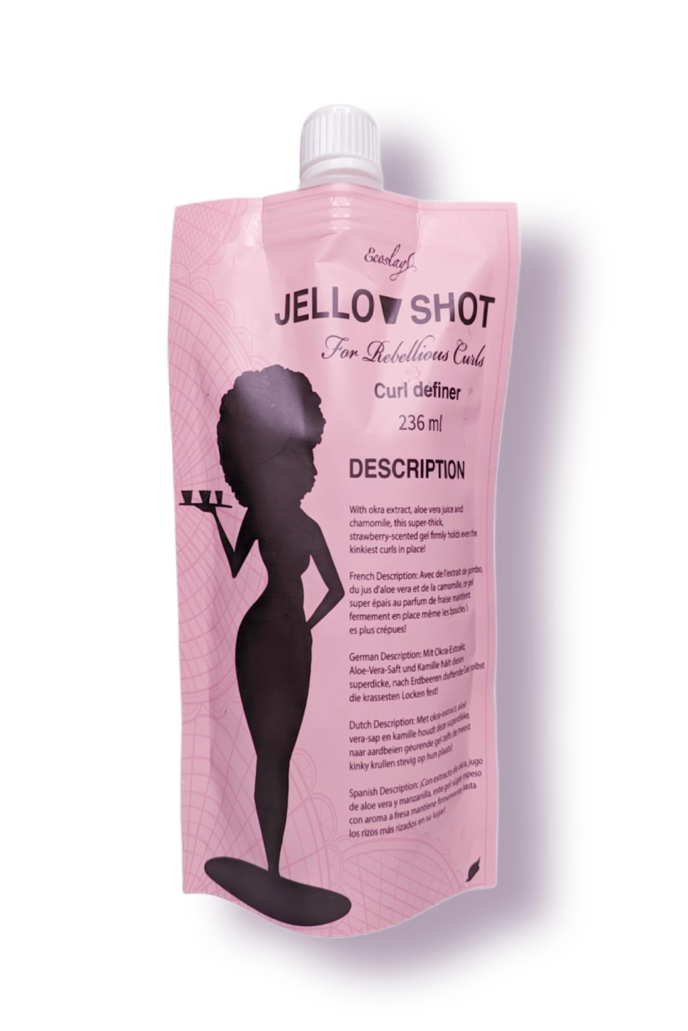 Ecoslay Jello Shot bottle closeup highlighting compact 8oz size and strong hold.