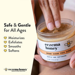 ECZEMA HONEY brown-sugar-scrub-face-application demonstrates hydrating exfoliation for sensitive skin