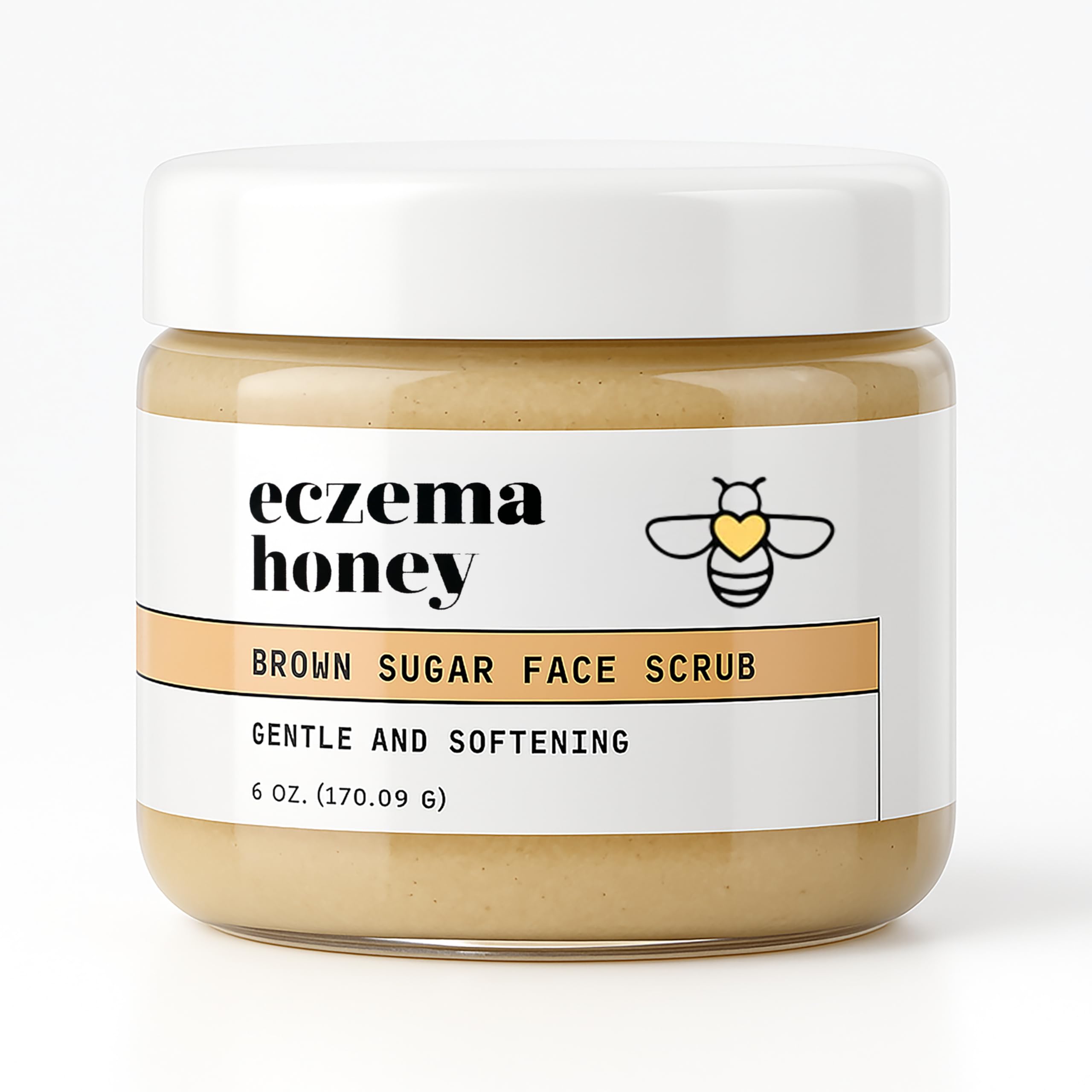 ECZEMA HONEY brown sugar scrub jar application shows gentle exfoliation for smoother skin