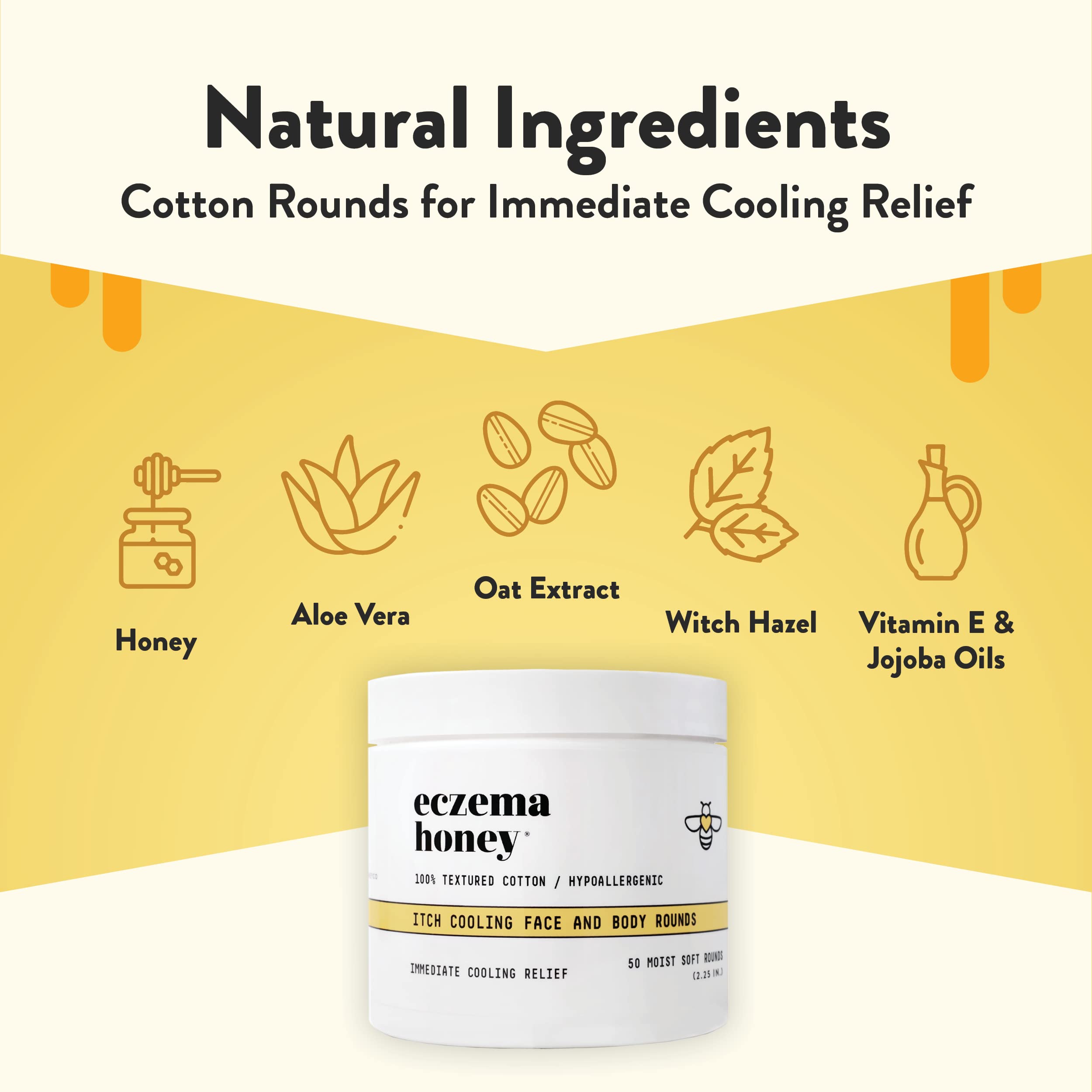 Discos Eczema Honey con textura suave para cuidado diario.