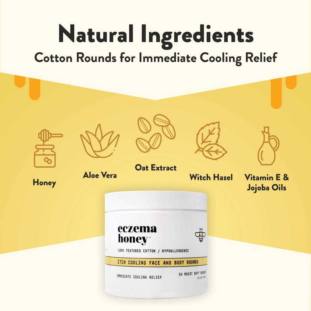 Discos Eczema Honey con textura suave para cuidado diario.