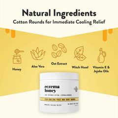Discos Eczema Honey con textura suave para cuidado diario.