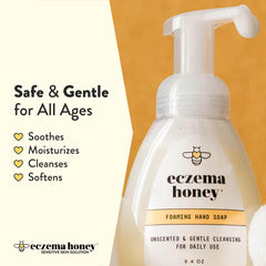 Eczema Honey foam lather demonstrates light, cleaning foam for sensitive skin