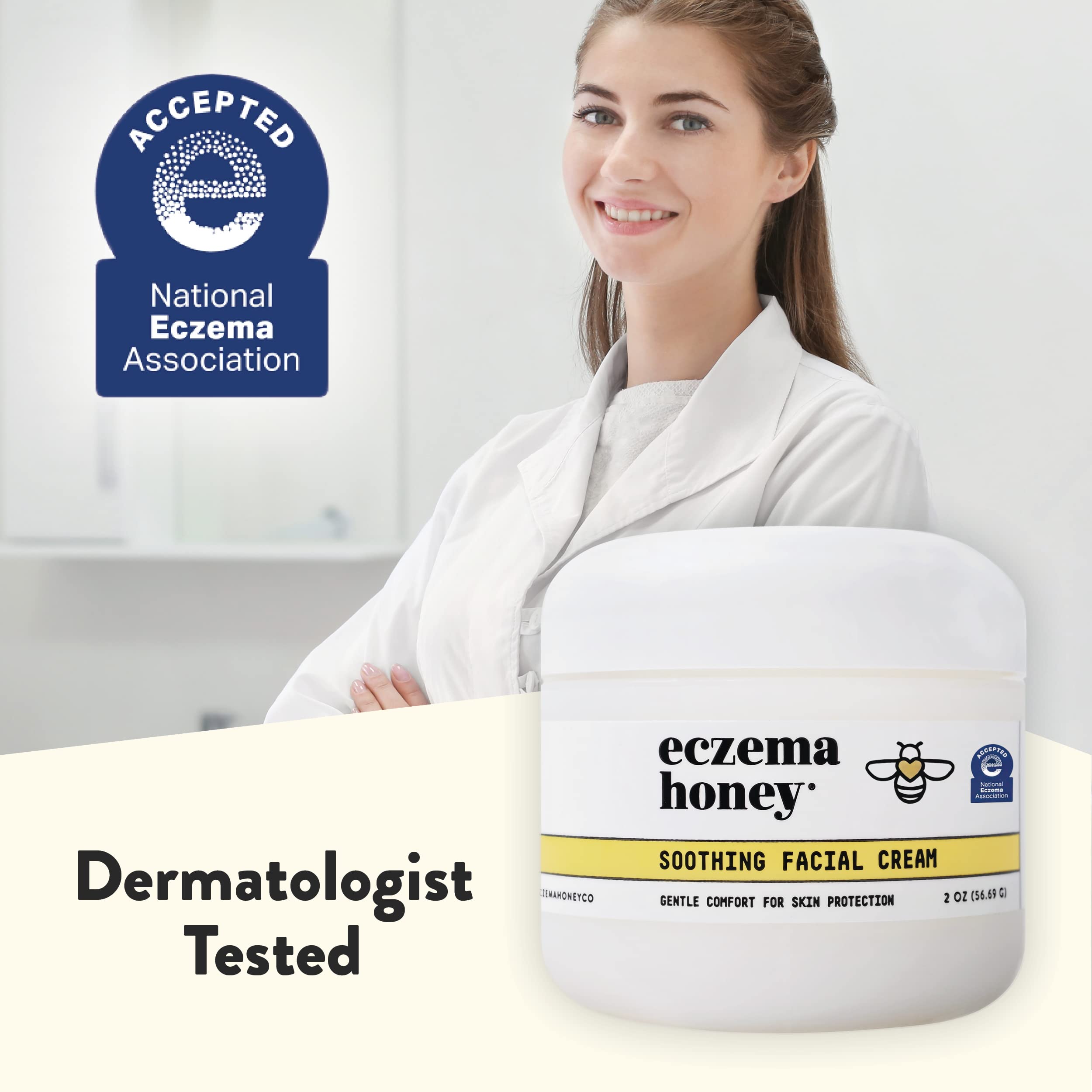 ECZEMA HONEY natural ingredients including aloe and green tea for calm, nourished skin