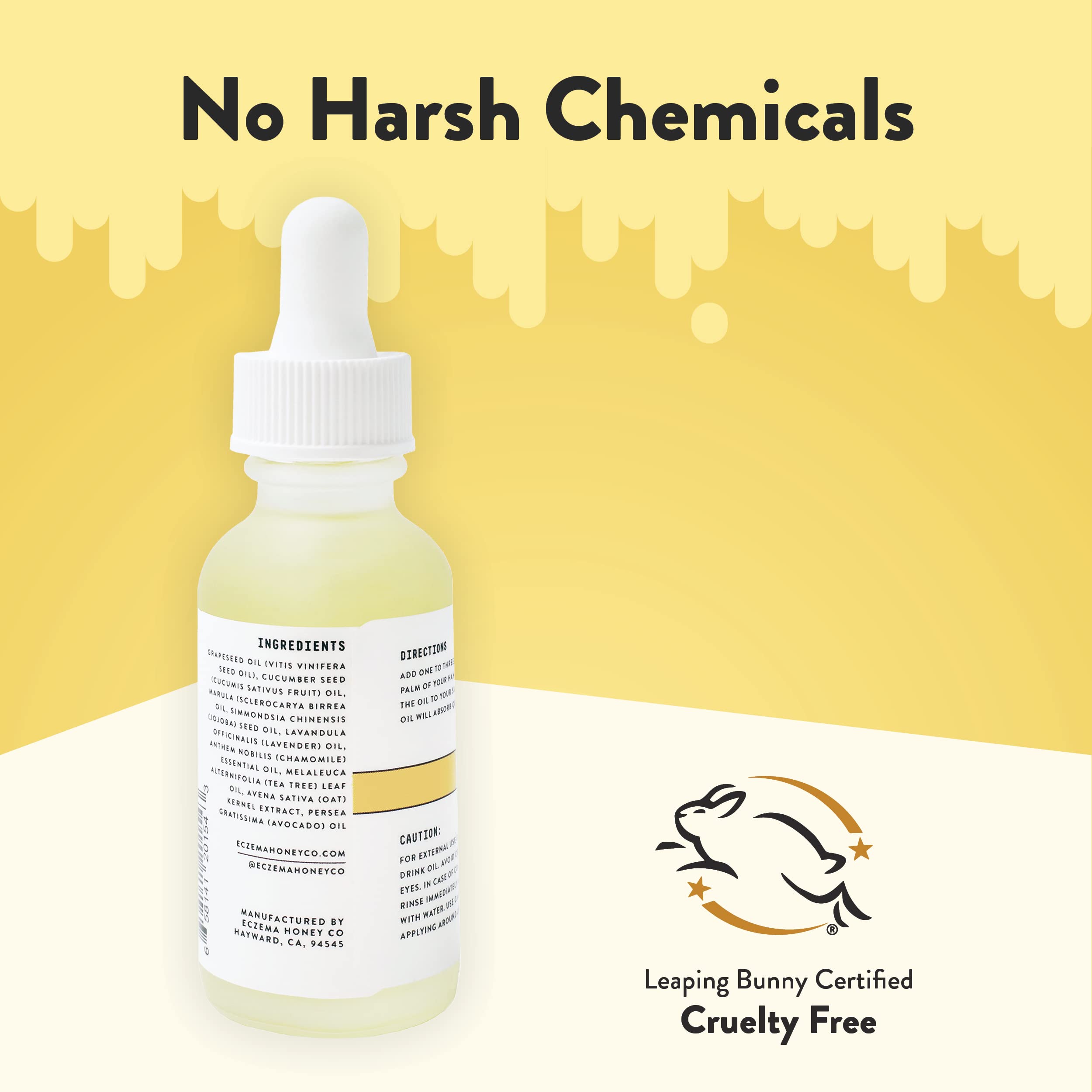 ECZEMA HONEY Nourishing Serum ingredients highlight marula oil and oat extract for gentle care