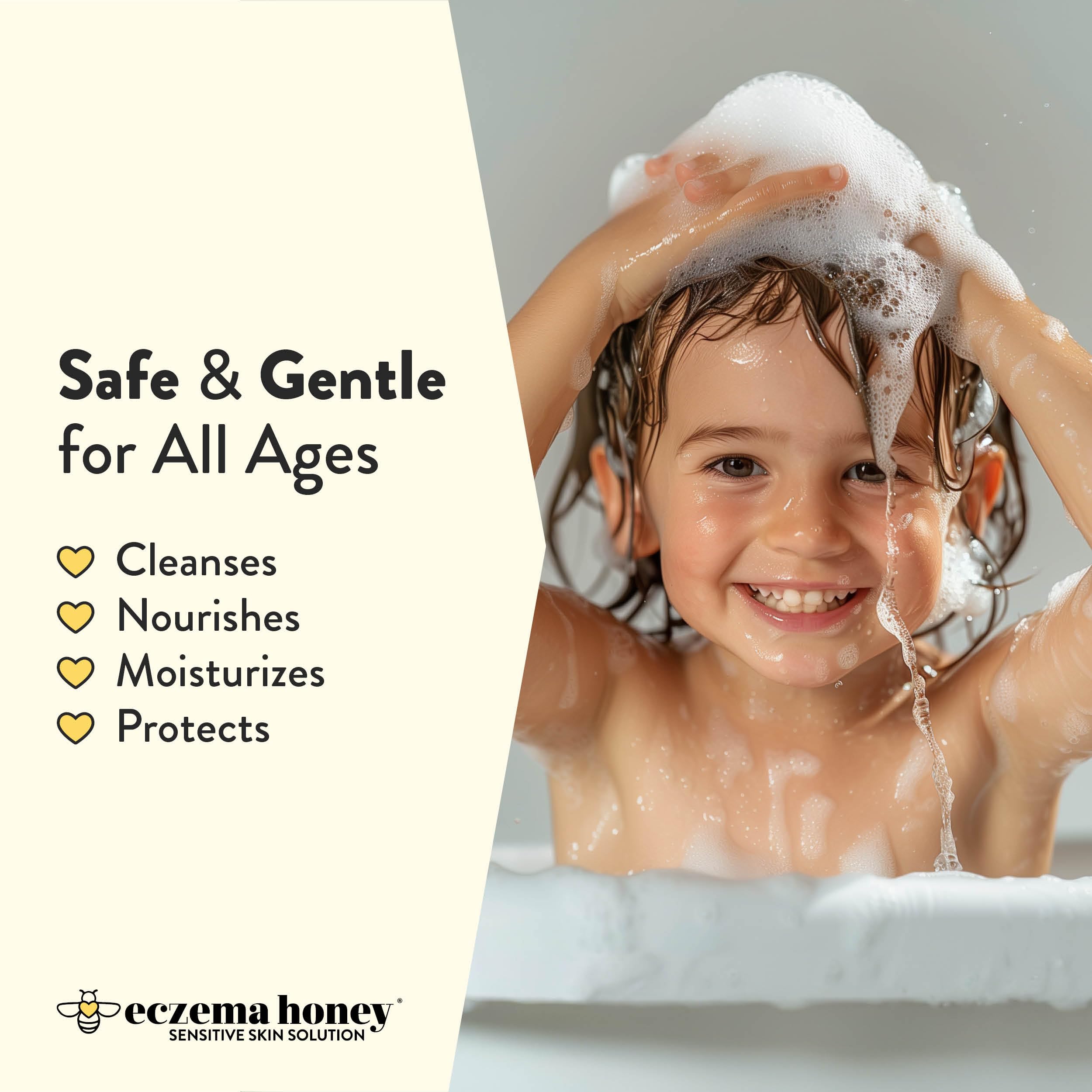 ECZEMA HONEY Nourishing Shampoo honey-oat-seed ingredients soothe dry, sensitive skin.