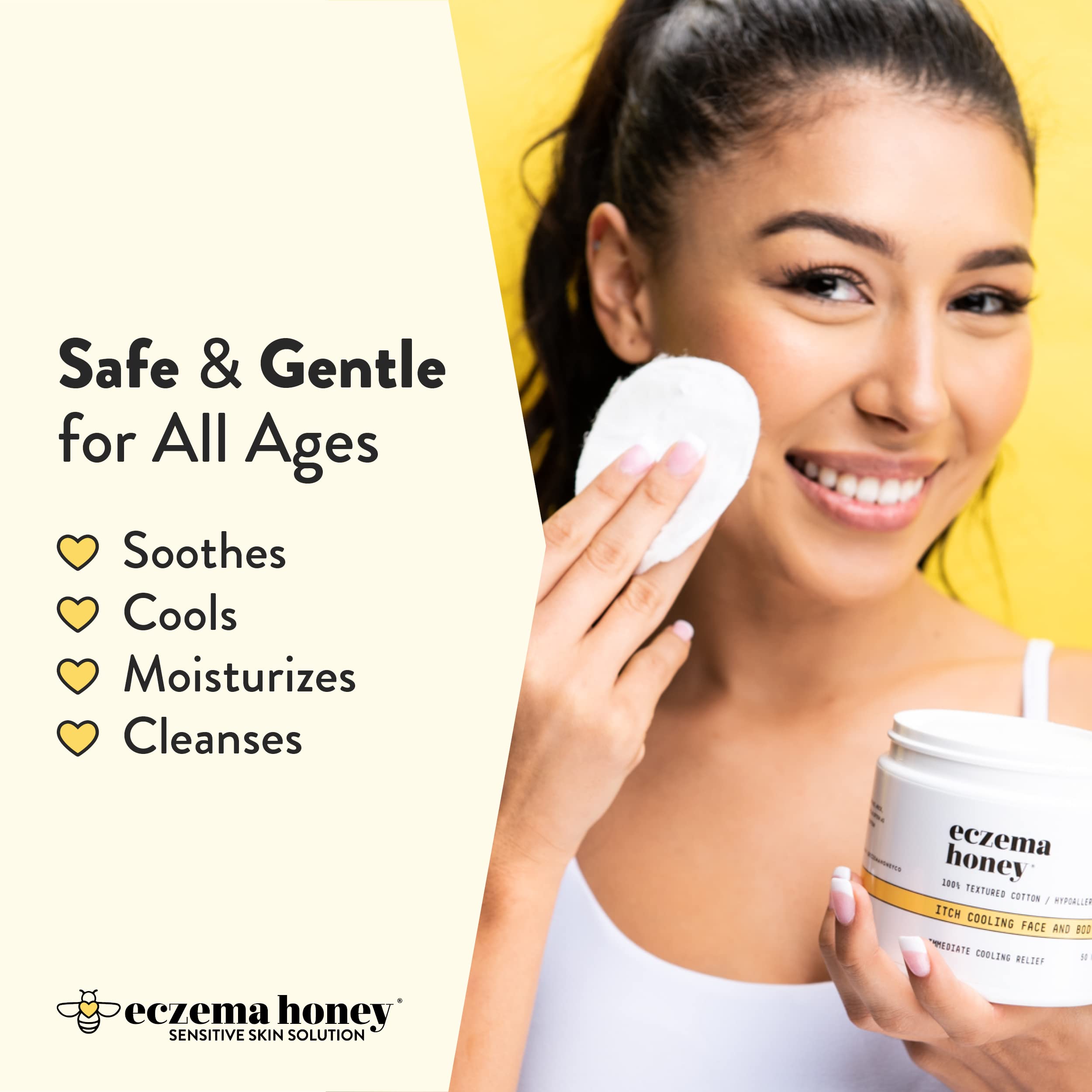 Discos Eczema Honey para uso facial y corporal.