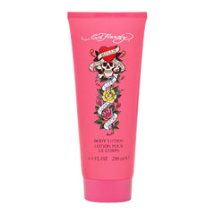 ED HARDY Christian Audigier body lotion bottle close-up for daily hydration and smooth skin