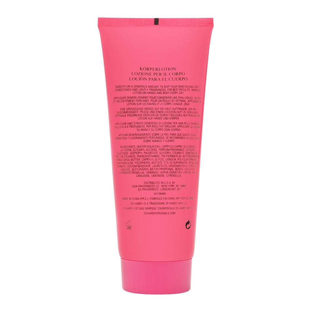 ED HARDY Christian Audigier lotion pump-dispense close-up highlighting silky texture