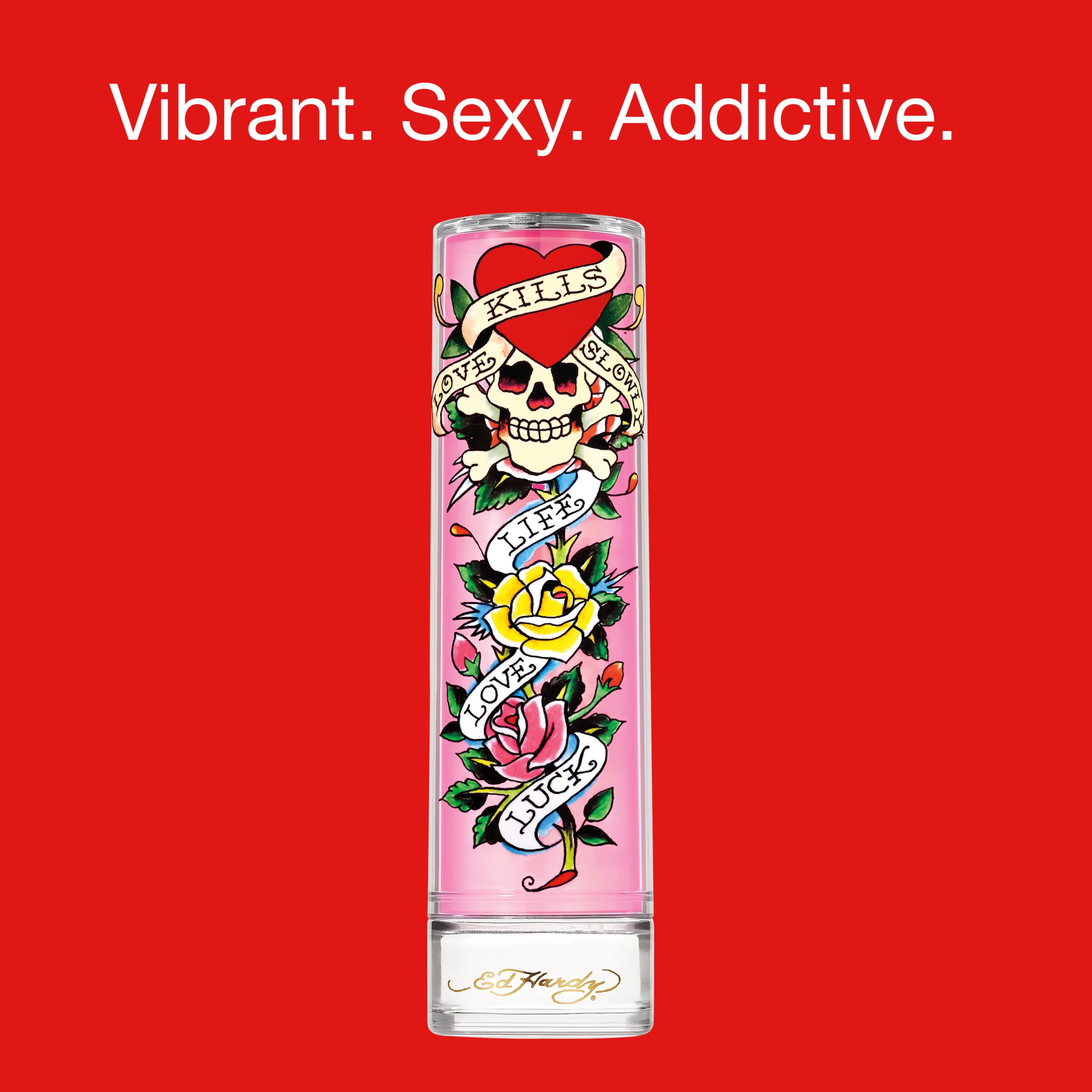 Ed Hardy display-ready bottle enhances vanity setups or gifting presentation.