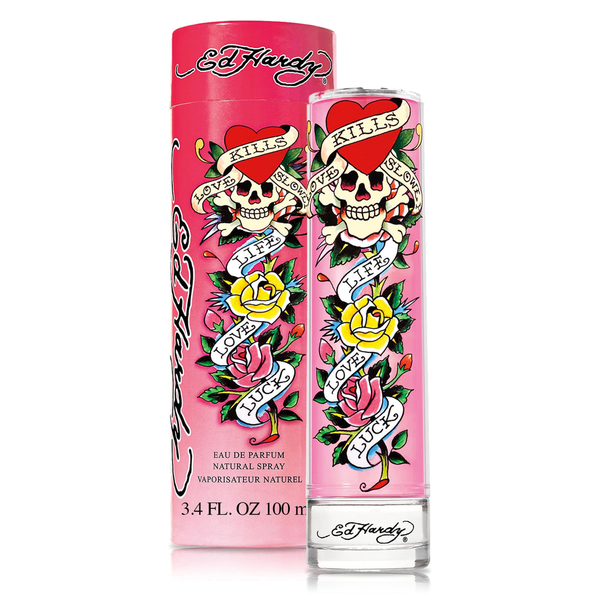 Ed Hardy fragrance bottle highlights a fruit explosion for daytime confidence.