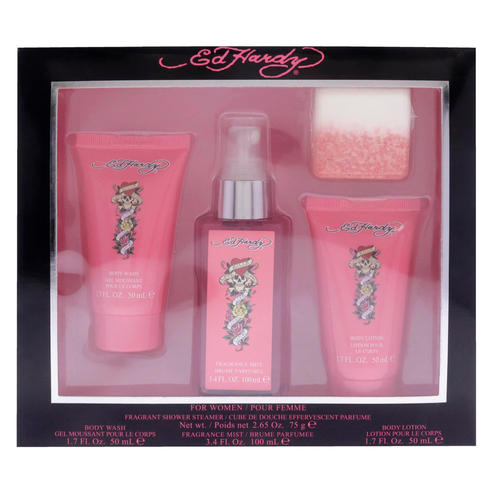 Notes of mango and grapefruit highlighted in the ED HARDY fragrance visuals.