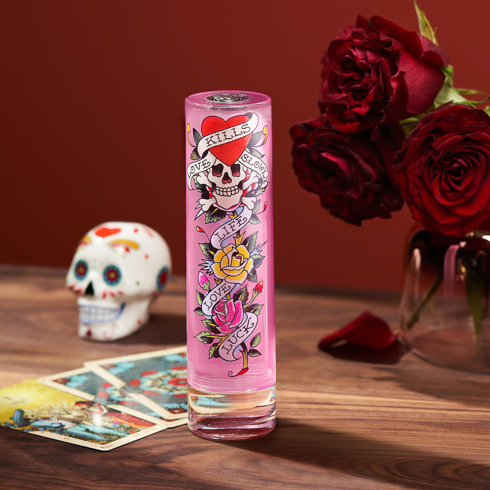 Ed Hardy freesia and amber notes enrich the fragrance profile.