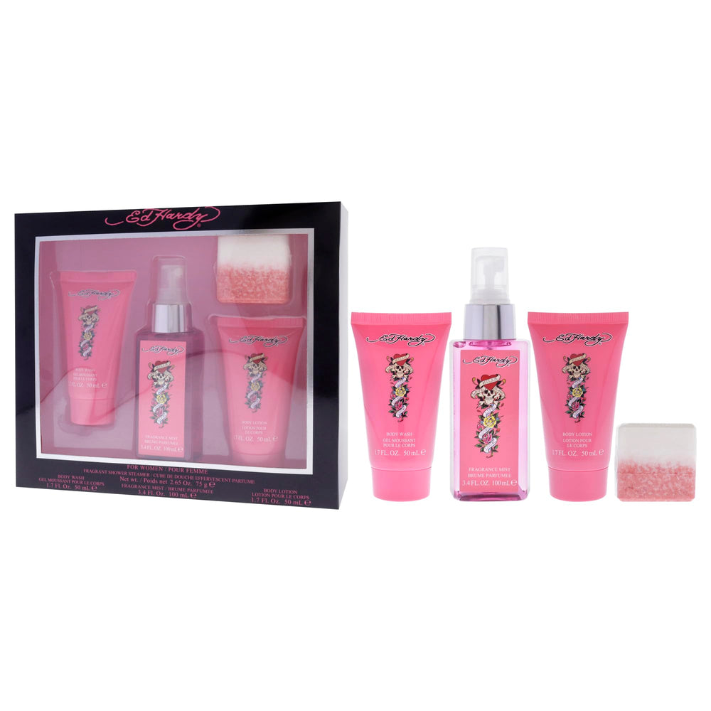 ED HARDY gift set packaging box with premium presentation.