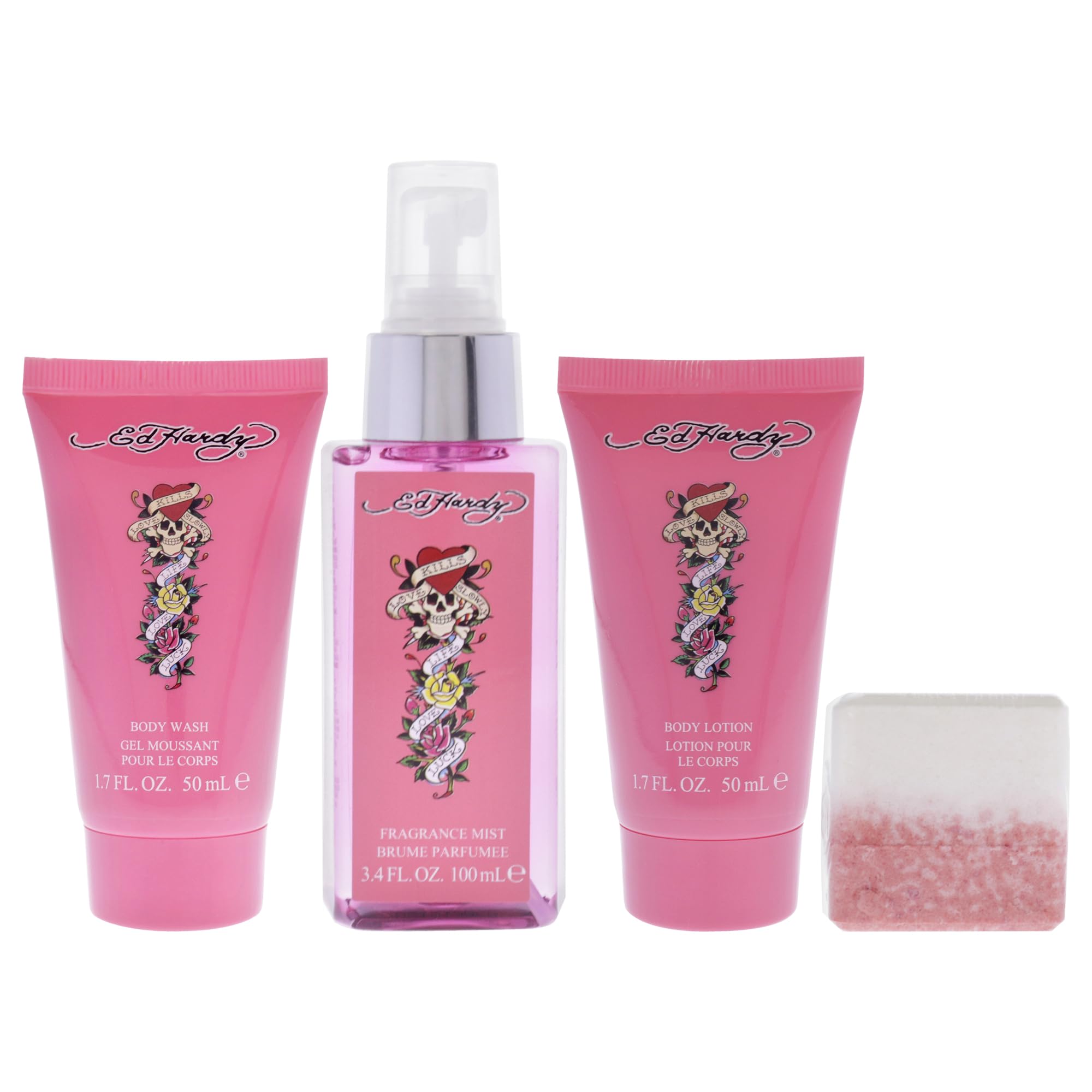 ED HARDY body wash bottle for refreshing cleanse and fresh scent.